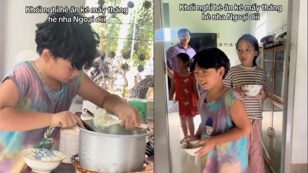 Cảnh 6 đứa cháu nghỉ hè xếp hàng ăn cơm bà nấu khiến dân mạng nhớ tuổi thơ缩略图 Cảnh 6 đứa cháu nghỉ hè xếp hàng ăn cơm bà nấu khiến dân mạng nhớ tuổi thơ缩略图