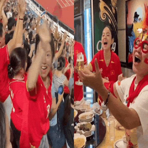Chu Thanh Huyền hết nhảy múa trên khán đài, lại cụng ly ăn mừng cùng bố mẹ chồng sau bàn thắng của Quang Hải缩略图 Chu Thanh Huyền hết nhảy múa trên khán đài, lại cụng ly ăn mừng cùng bố mẹ chồng sau bàn thắng của Quang Hải缩略图