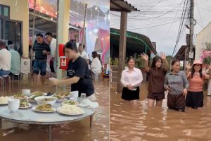 Đám cưới ngày ngập lụt ở Quảng Trị, quan khách xắn quần lội nước ăn cỗ缩略图