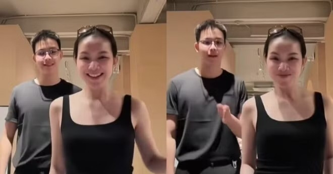 Con trai Hoa hậu Thùy Lâm gây chú ý khi quay video &amp;apos;đu trend&amp;apos; TikTok cùng mẹ缩略图